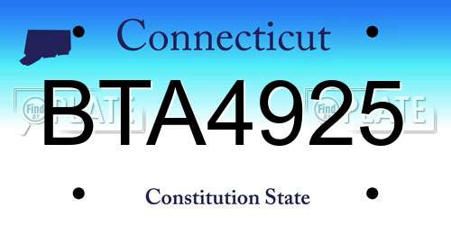 BTA4925 Connecticut License Plate