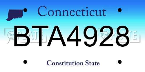 BTA4928 Connecticut License Plate