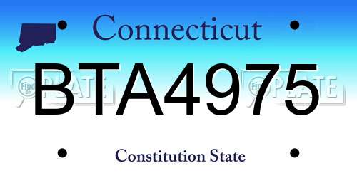 BTA4975 Connecticut License Plate