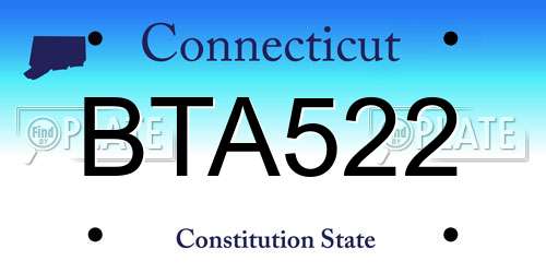 BTA522 Connecticut License Plate