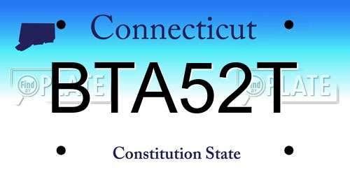 BTA52T Connecticut License Plate