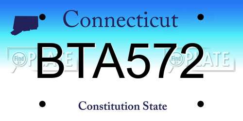 BTA572 Connecticut License Plate