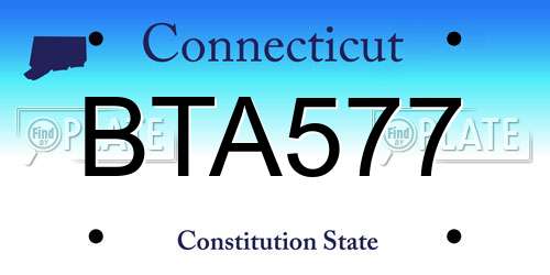 BTA577 Connecticut License Plate