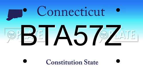 BTA57Z Connecticut License Plate