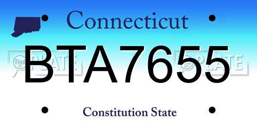BTA7655 Connecticut License Plate