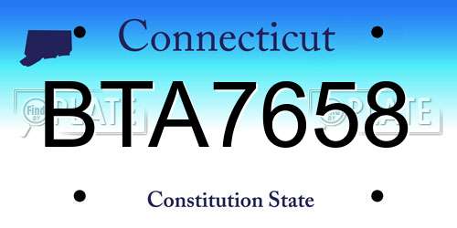BTA7658 Connecticut License Plate