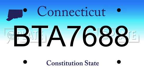 BTA7688 Connecticut License Plate