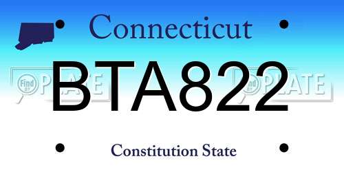 BTA822 Connecticut License Plate