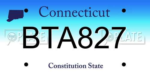 BTA827 Connecticut License Plate