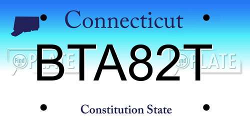 BTA82T Connecticut License Plate