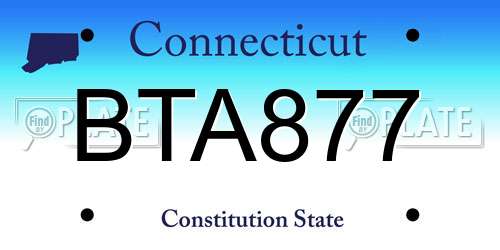 BTA877 Connecticut License Plate