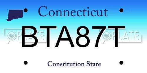 BTA87T Connecticut License Plate