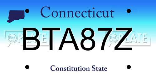 BTA87Z Connecticut License Plate