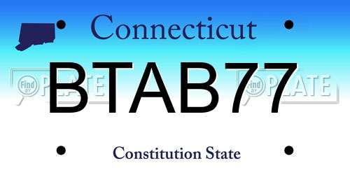 BTAB77 Connecticut License Plate