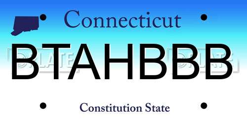 BTAHBBB Connecticut License Plate