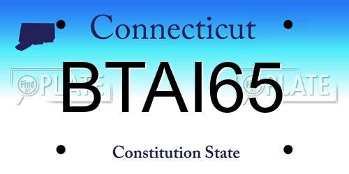 BTAI65 Connecticut License Plate