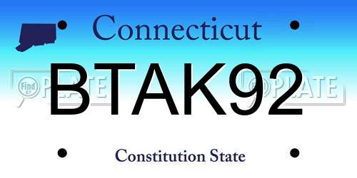 BTAK92 Connecticut License Plate