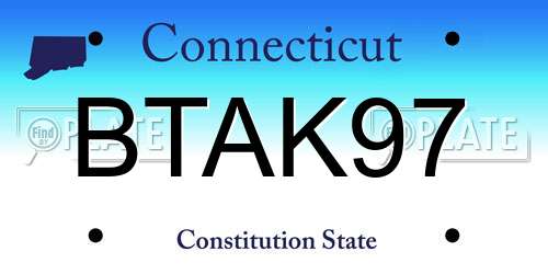 BTAK97 Connecticut License Plate