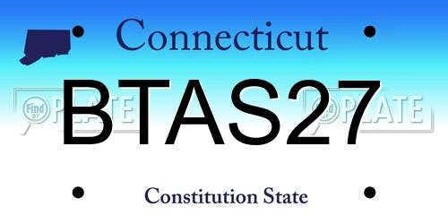 BTAS27 Connecticut License Plate