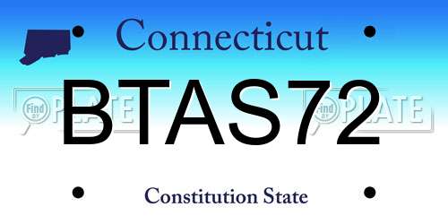 BTAS72 Connecticut License Plate