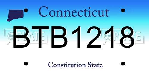 BTB1218 Connecticut License Plate