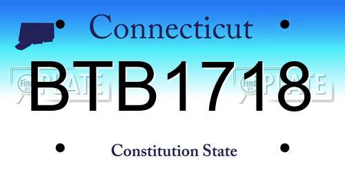 BTB1718 Connecticut License Plate