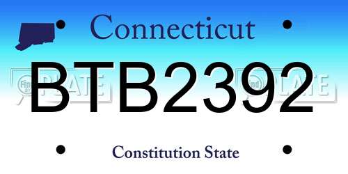 BTB2392 Connecticut License Plate