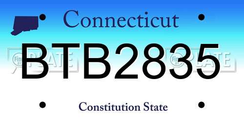 BTB2835 Connecticut License Plate