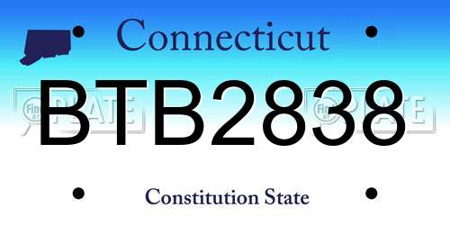 BTB2838 Connecticut License Plate