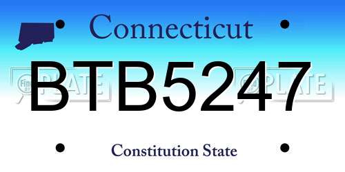 BTB5247 Connecticut License Plate