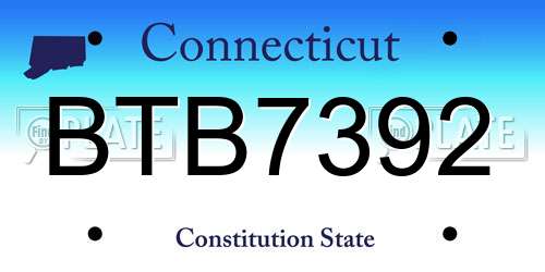 BTB7392 Connecticut License Plate
