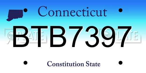 BTB7397 Connecticut License Plate