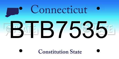 BTB7535 Connecticut License Plate