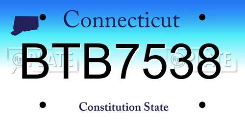 BTB7538 Connecticut License Plate