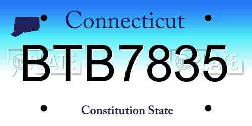 BTB7835 Connecticut License Plate