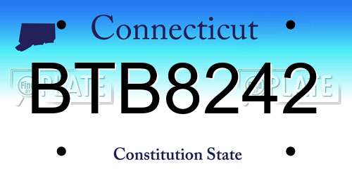 BTB8242 Connecticut License Plate