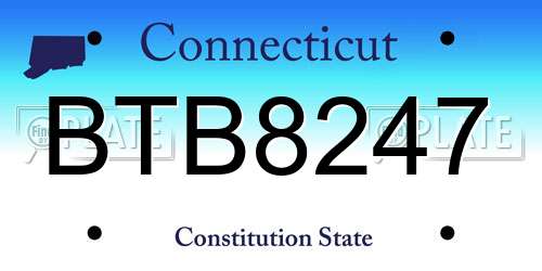 BTB8247 Connecticut License Plate
