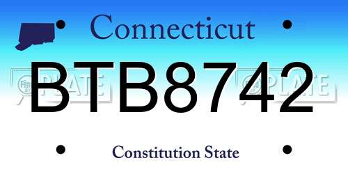 BTB8742 Connecticut License Plate