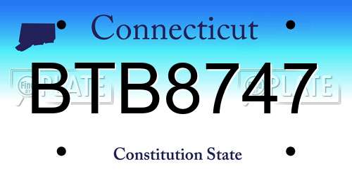 BTB8747 Connecticut License Plate