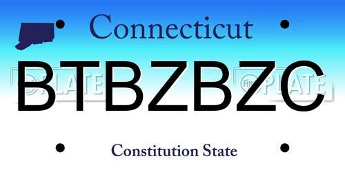 BTBZBZC Connecticut License Plate