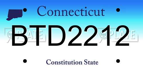 BTD2212 Connecticut License Plate
