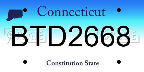 BTD2668 Connecticut License Plate