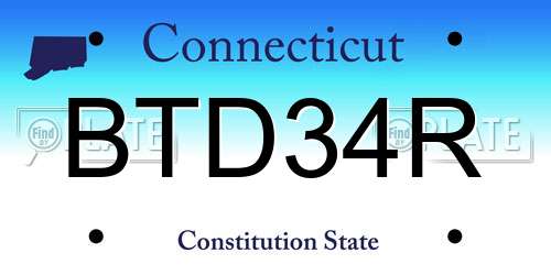 BTD34R Connecticut License Plate