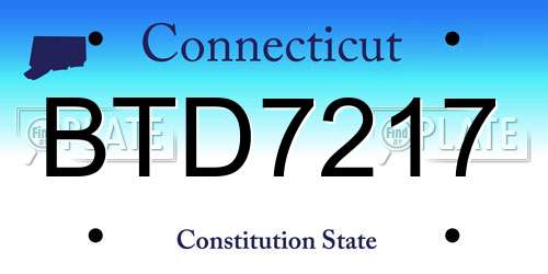 BTD7217 Connecticut License Plate