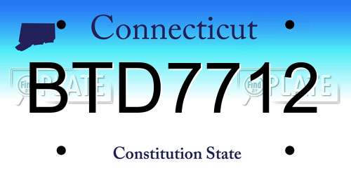 BTD7712 Connecticut License Plate