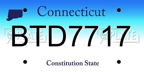 BTD7717 Connecticut License Plate