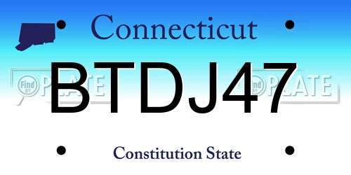 BTDJ47 Connecticut License Plate
