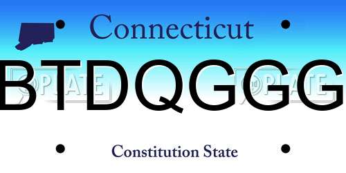 BTDQGGG Connecticut License Plate