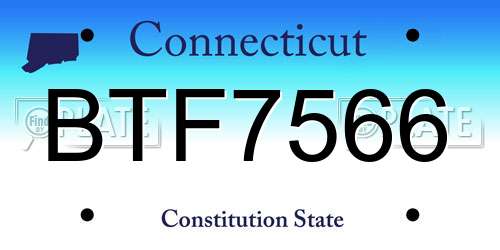 BTF7566 Connecticut License Plate
