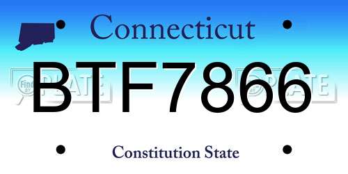 BTF7866 Connecticut License Plate